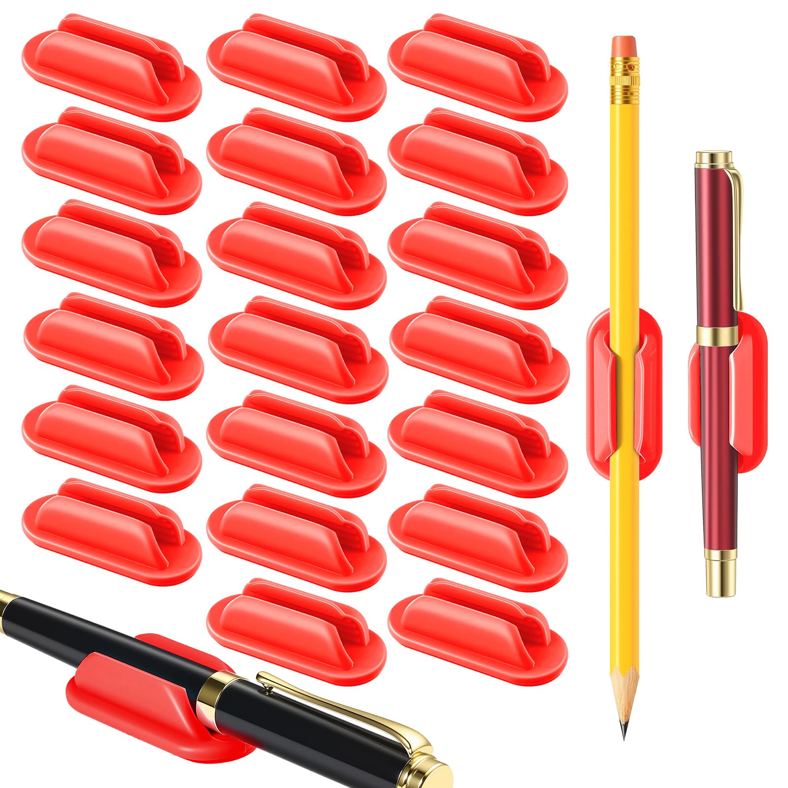 VZZNN Selbstklebende Stifthalter, Silikon-Marker-Organizer für Schreibtisch, Notizbuch, Wand oder Klemmbrett, wiederverwendbares Lehrerzubehör für Klassenzimmer, Büro, Schulzubehör, 20 Stück