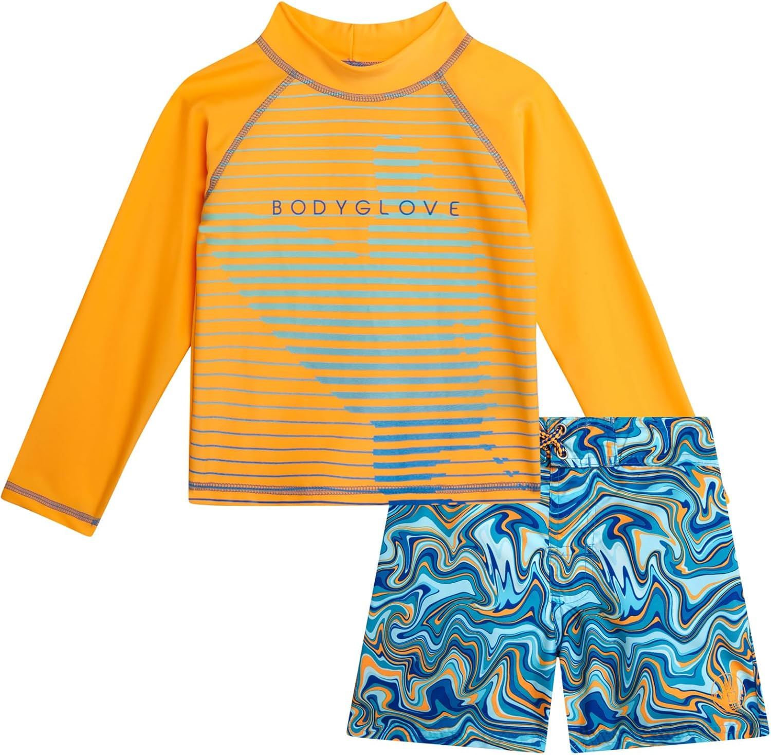 Body Glove Baby Toddler Boys Swim Set - 2 Piece UPF 50+ Quick Dry Swim Trunks and Rash Guard for Boys Kids Swimwear (2T-4T)