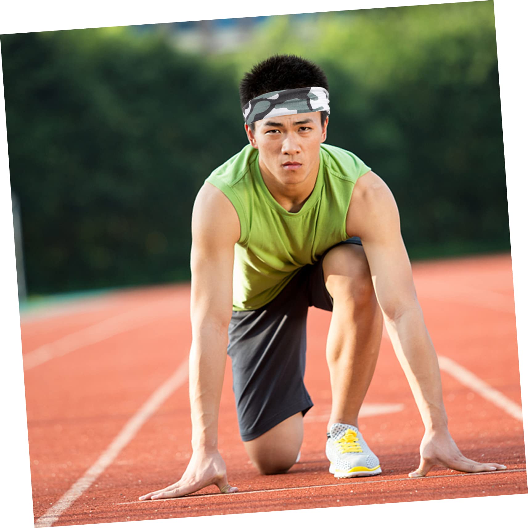TOYANDONA Elastische Sport Stirnbänder Für Männer Atmungsaktive Schweißabsorption Kopfband Für Basketball Fußball Und Fitness Camouflage