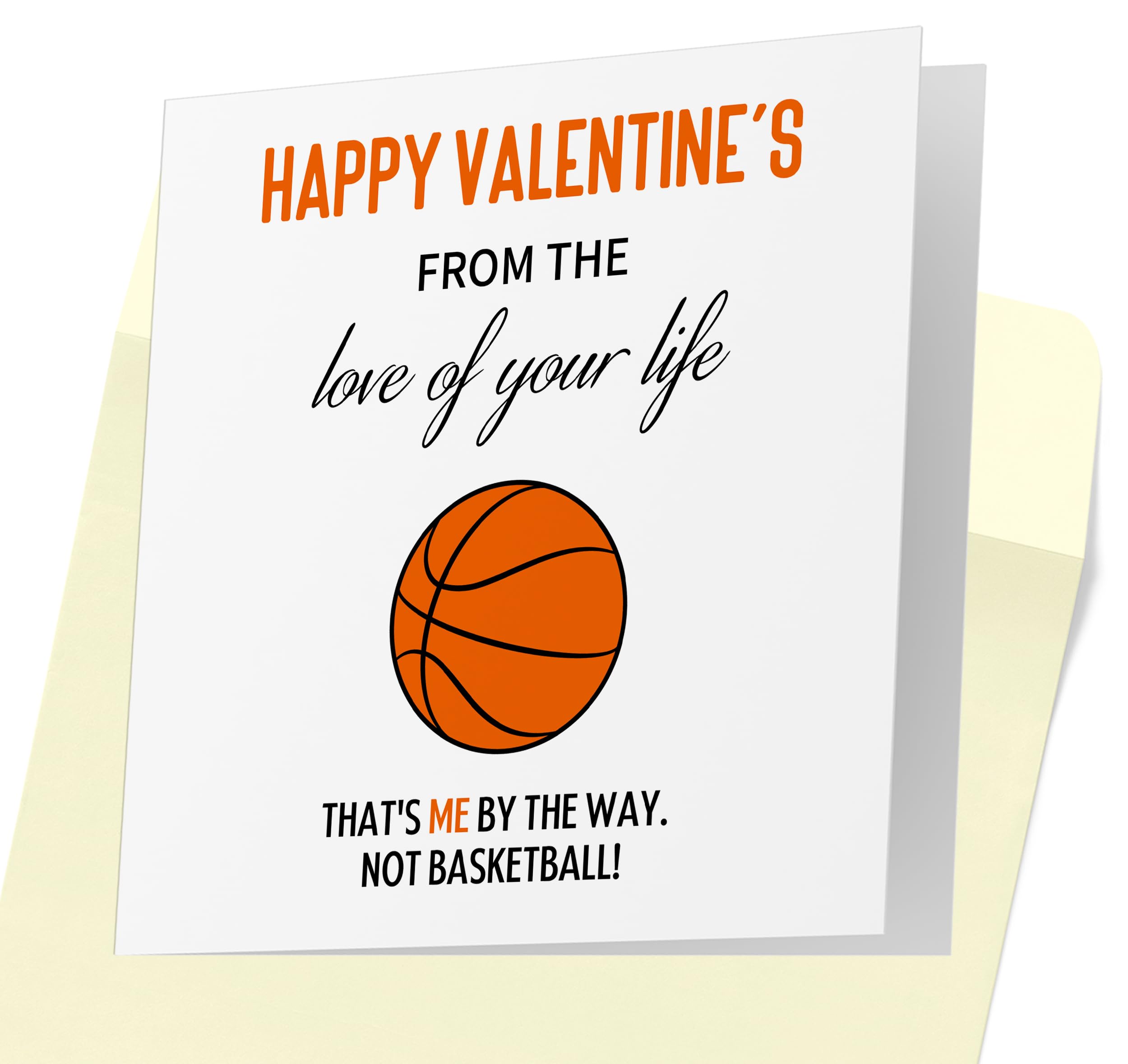 Funny Valentines Card for Him or Her - Romantic Spouse Humor Married Couple, Sports American Basketball Cards - Happy Valentine's Cards, dc38 (For Valentine's)