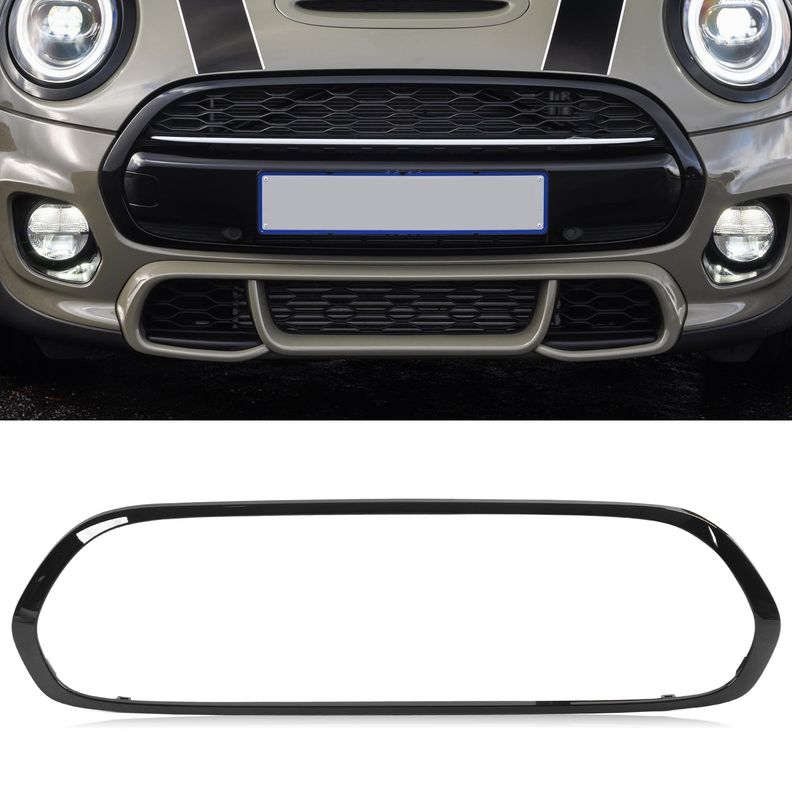 SIXRUN 5 Pezzi Nero Lucido Faro Fanale Posteriore Griglia Cornice Copertura Trim Compatibile con Mini F55 F56 F57 One S JCW 2014+, OEM 51137449207, 63217464171