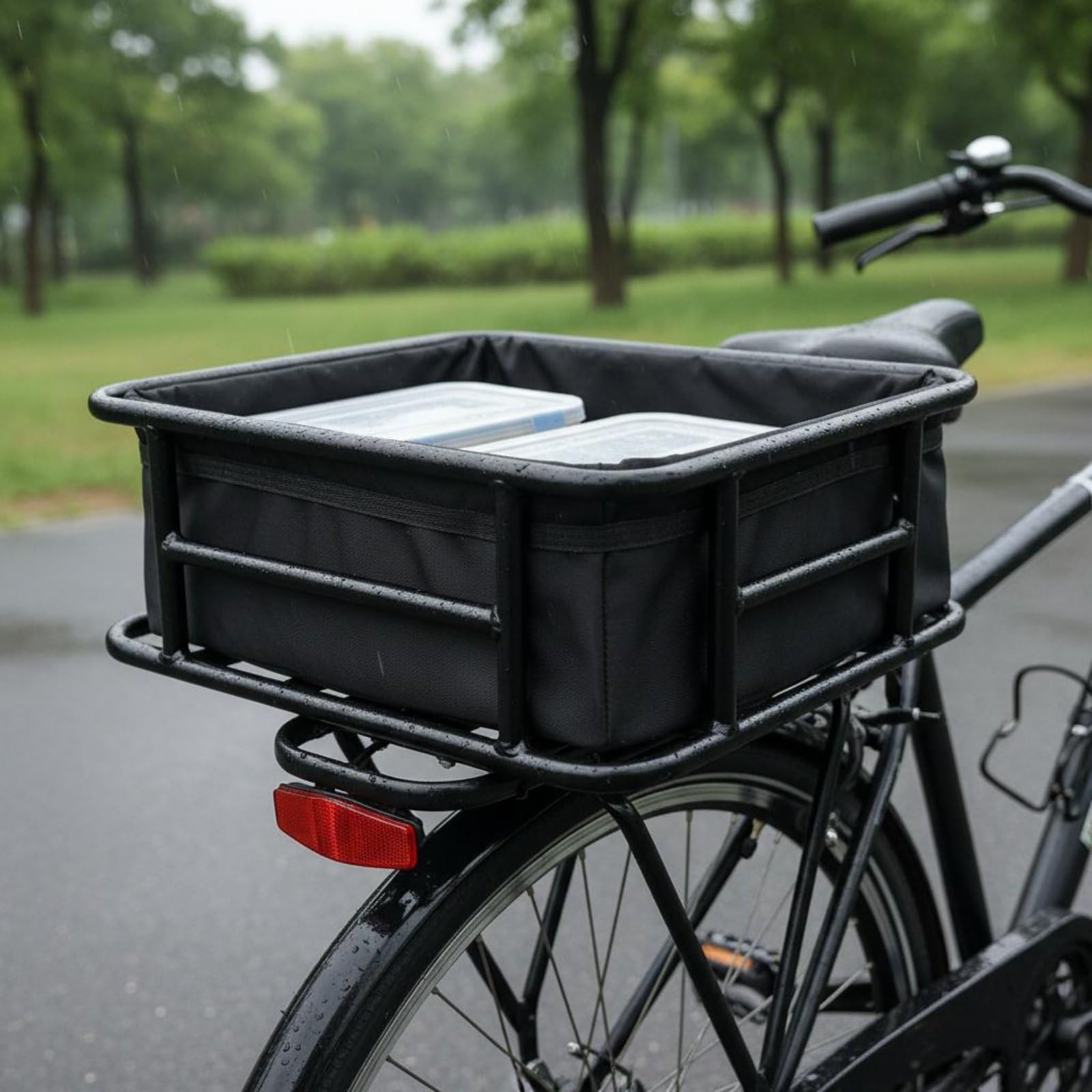 Fahrradkorb hinten mit Einsatz Gepäcknetz Metall Fahrradkorb hinten rostbeständig Transportzubehör