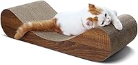 Vista 23 de FluffyDream Rascador de cartón para gatos, almohadilla para rascar, protector de muebles de cama, forma infinita (madera, en forma de L)