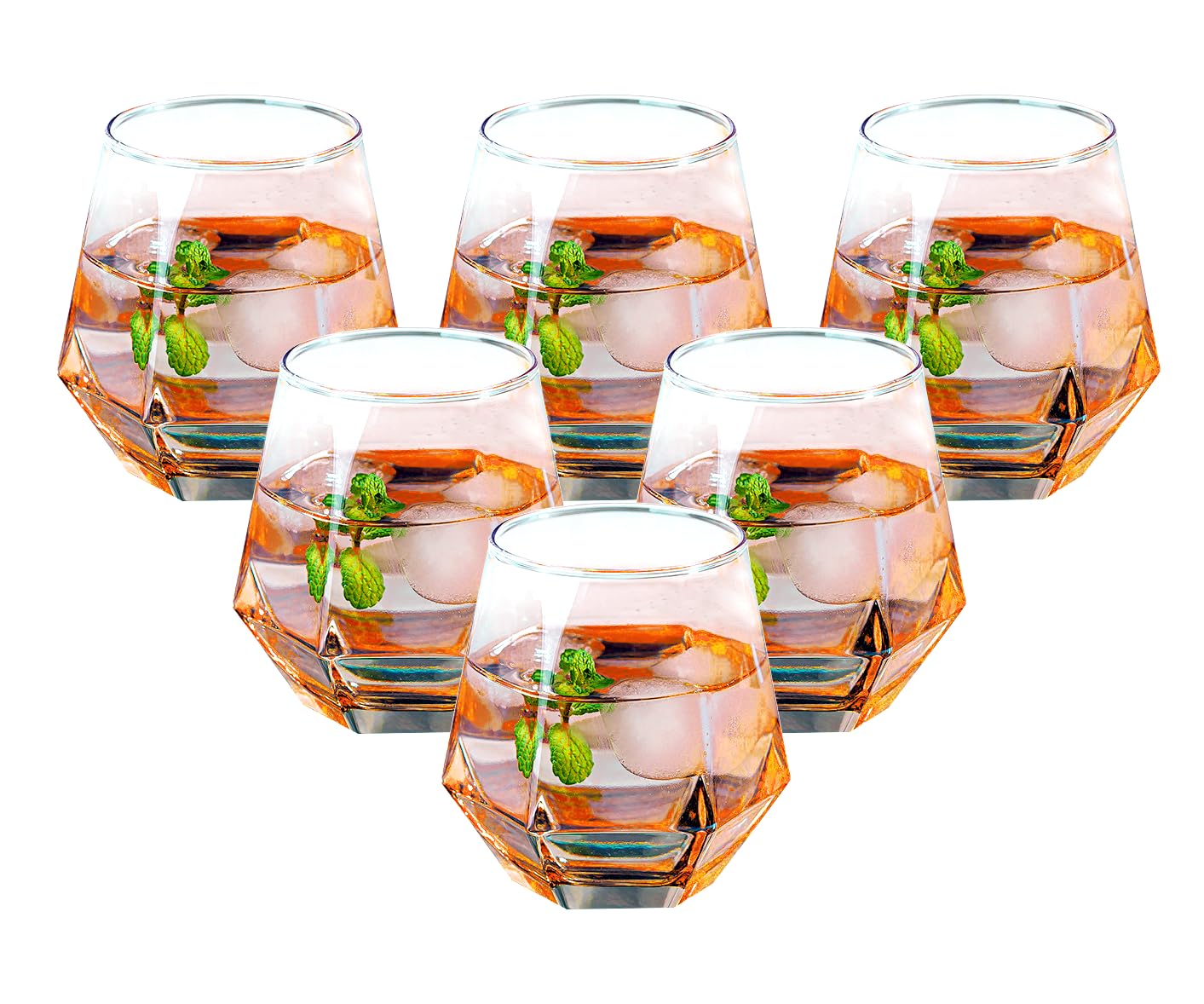 Buy NAVACALA Diamond Whiskey Glasses, Set of 6 Water Juice Tumbler