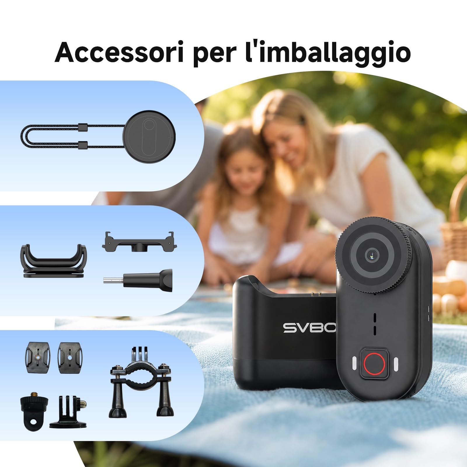 SVBONY SVGo M3 4K Mini Bodycam con Stazione di Ricarica per POV, Vlog