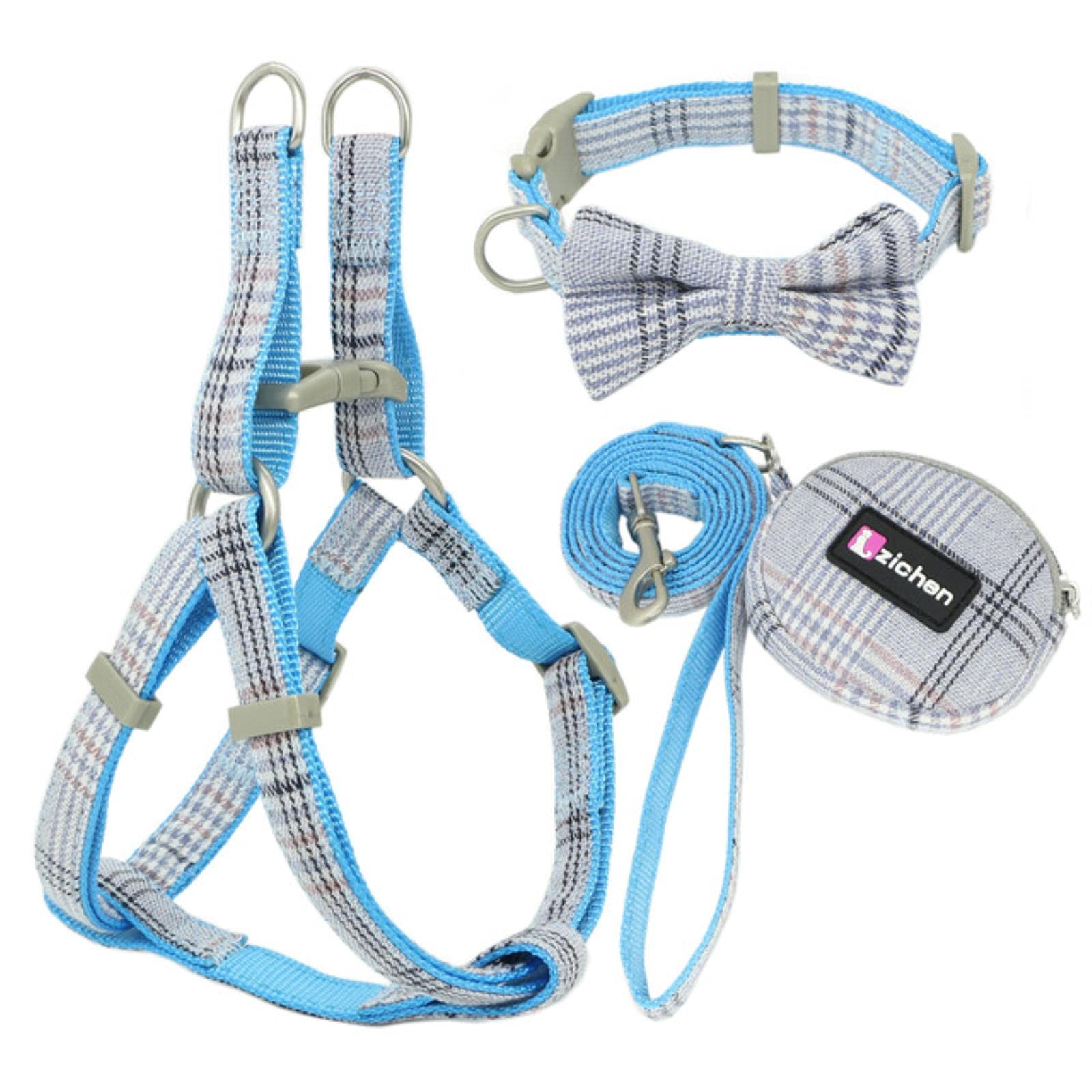 Soft Dog Harness and Leash Set Adjustable Nylon Chihuahua Dog Collar-TianLan,S-1.0cm