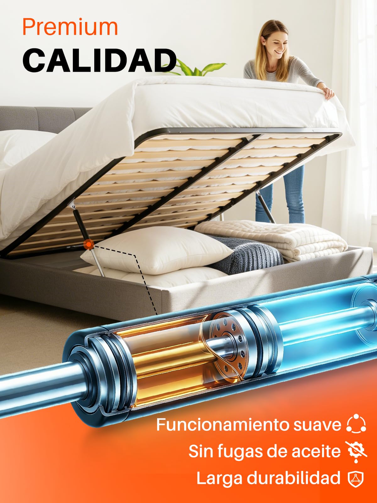 ARNAN PROP Amortiguadores de gas 500MM 300N/30KG Pistones hidráulicos con soportes Amortiguador de gas para muebles de TV, remolque, tractor, trampilla, desván,2PCS