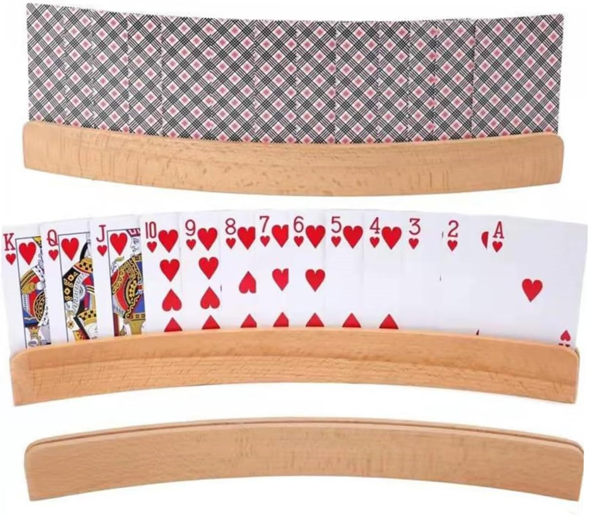 Alipis Wooden Card Holder Stand for Games Curved Design Playing Card Display Rack Accessory for Poker Chess Elegant Wooden Base for Home and Gaming Rooms