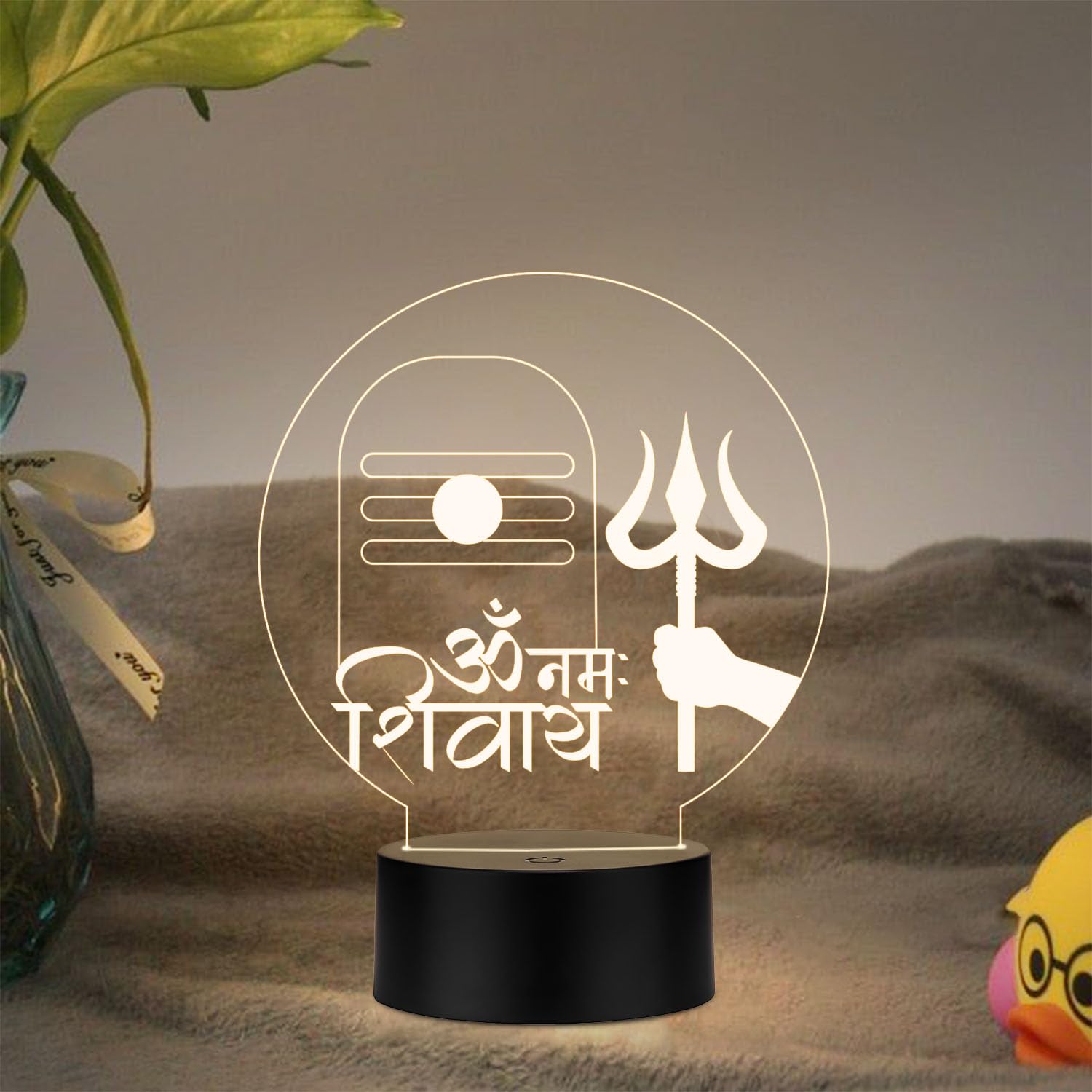 StarLaser 3D Illusion Om Namah Shivay Shivling Acrylic Night Lamp with Warm White Light & On/Off Touch Button | USB Powered | Pooja Room Decor Light | Gift for Shiv Bhakt