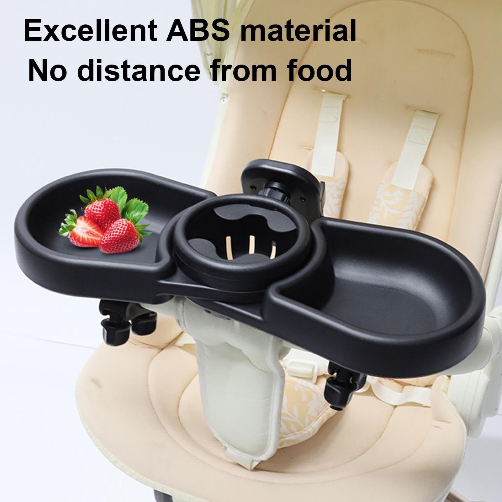 Kinderwagen-Tablett-Aufsatz, drehbarer Snack-Organizer für Kleinkinder, Snack-Tablett – tragbares Kinderwagen-Zubehör, Getränkehalter mit Tablett für Snacks, , Wasserflasche