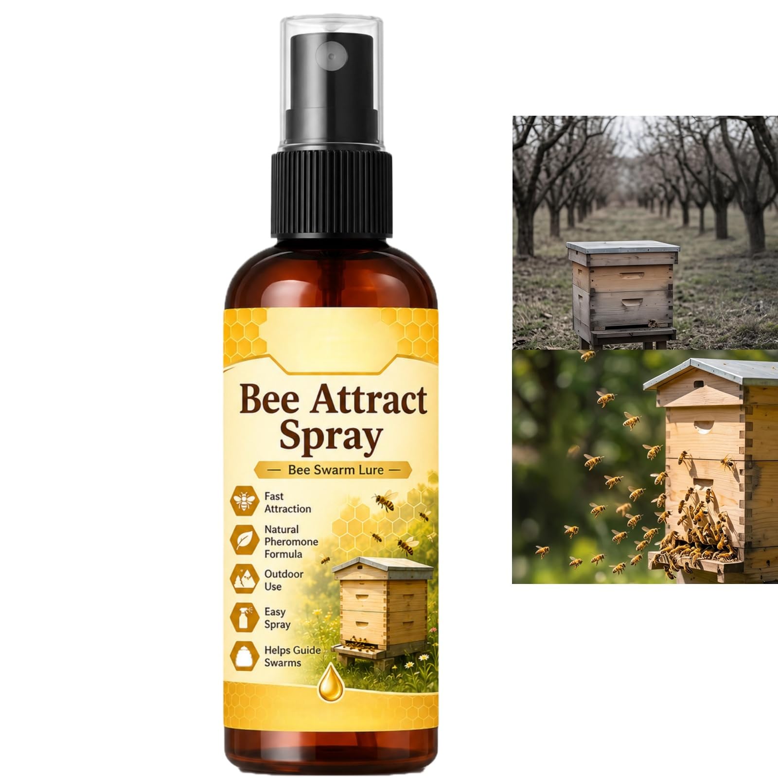 50ml Natural Bee Attractant Spray for Honey Bees Hive Catching,Fast-Acting