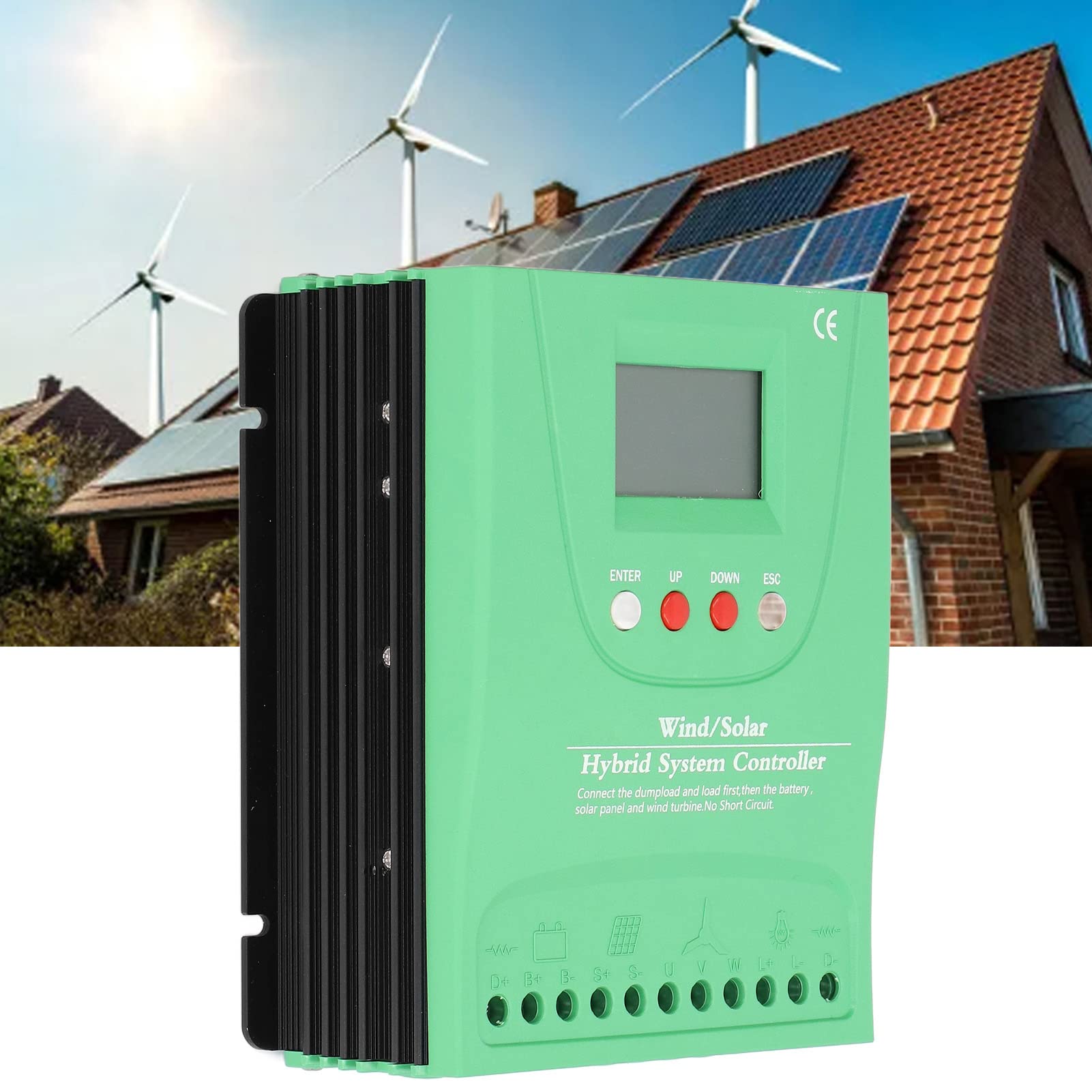 Ubersweet® 12V/24V Wind Solar Hybrid Charge Controller - MPPT Solar Charger Controller Wind Turbine Generator Kit with LCD Display, Booster Function and Dump Load, Overload Protection(GPI6060)