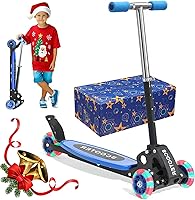 Feblomst 3 Wheel Kids Scooter Ages 3-7: Heavy Duty 120lb Foldable Toddler Scooter, Adjustable Handlebar, Lean-to-Steer, Anti-Slip Deck - Boy Girl Gift