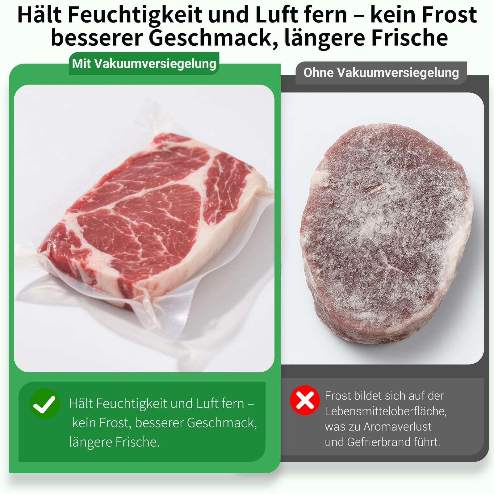 Vakuumiergerät 95kPa Saugkraft 10-in-1 doppelte Heißsiegelung integriertes Schneidemesser Beutelhalterung Easy-Lock-Griff 2 Beutelrollen