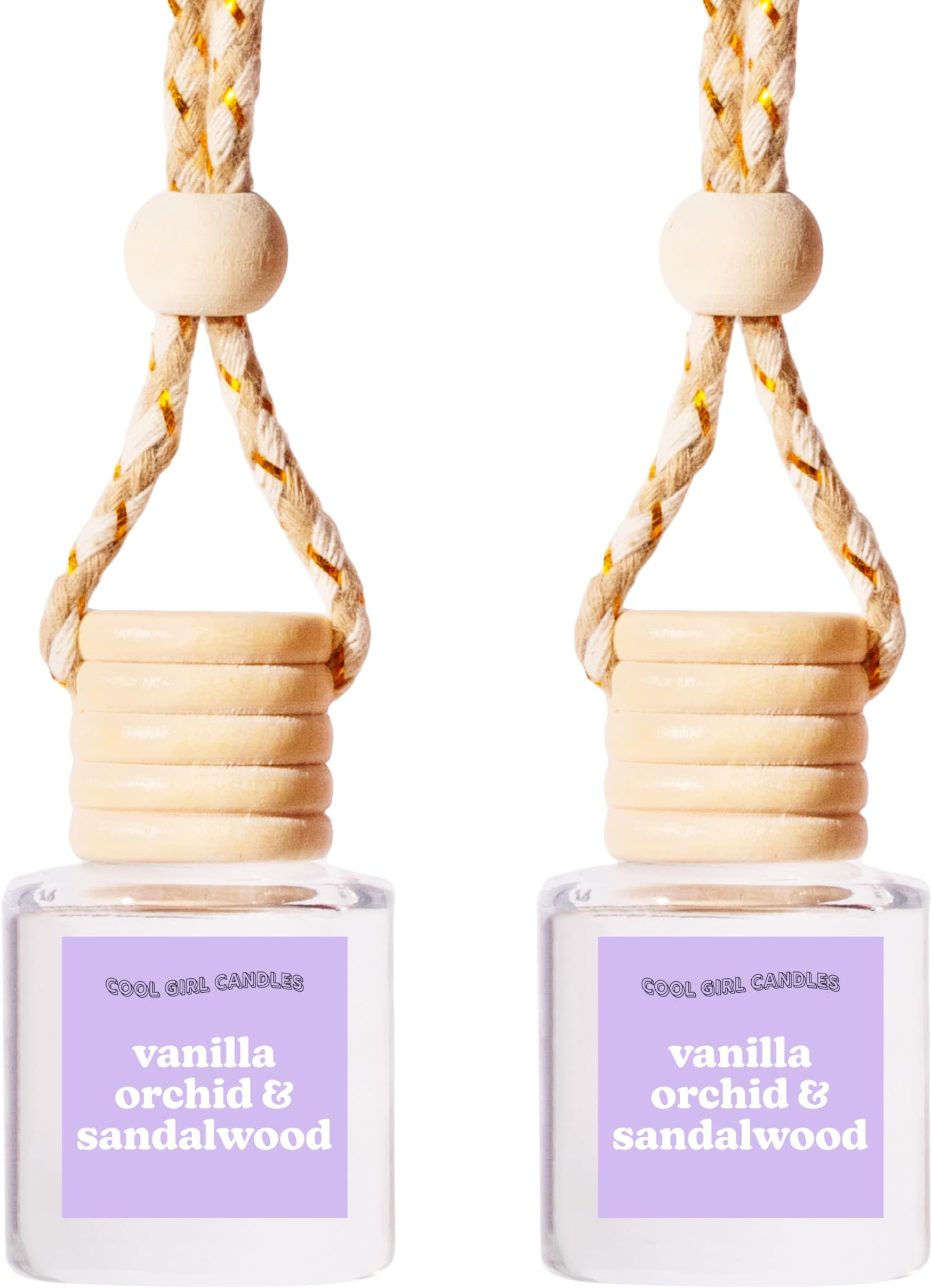 COOLGIRLCANDLES Vanilla Orchid Sandalwood Car Hanging Fragrance Oil Air Freshener for Essential Oils, Scents Aromatherapy Automobile Diffuser, Long Lasting Bottle