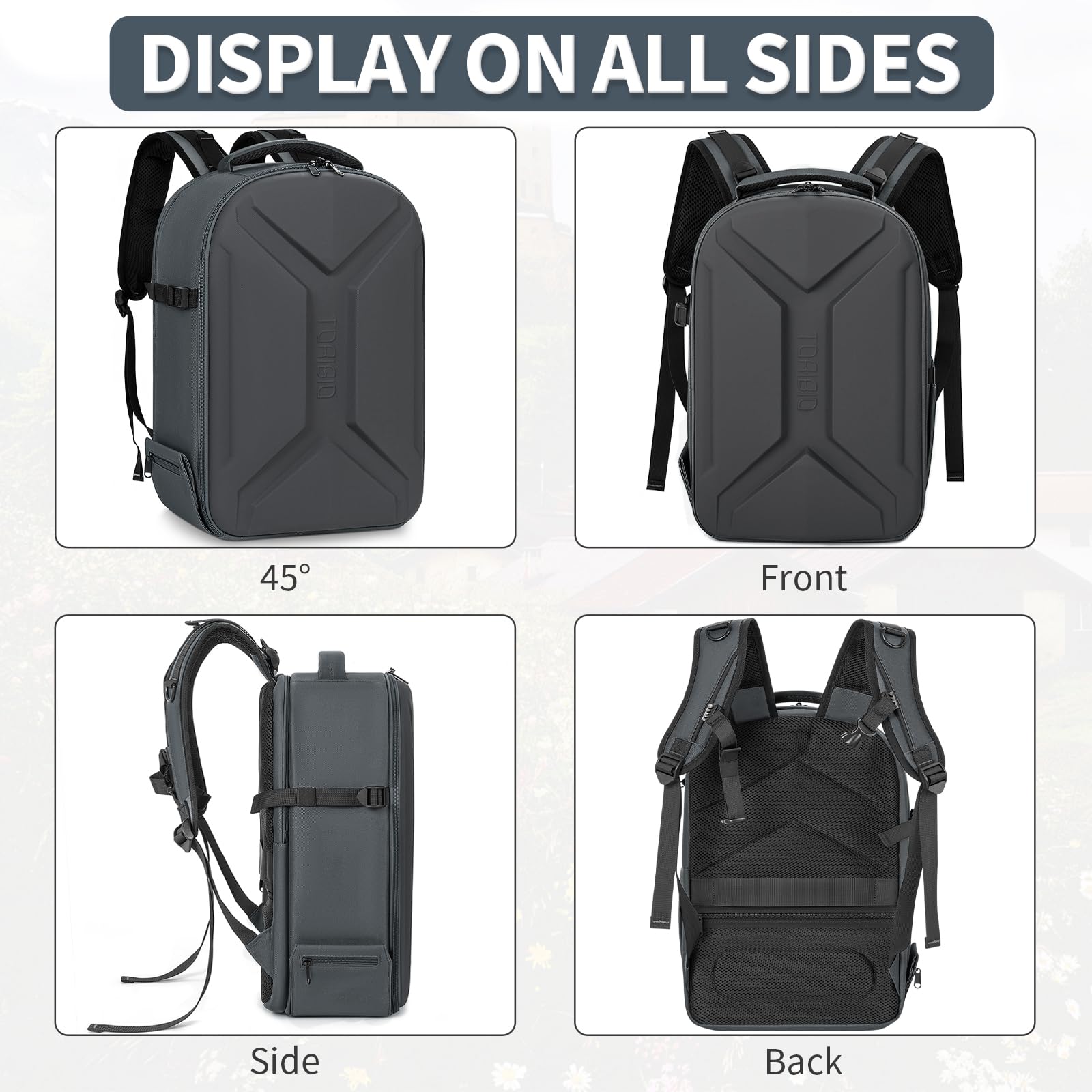 Mochila rígida para cámara, bolsa para cámara de fotografía, resistente al agua, antigolpes, con soporte para trípode y compartimento para laptop de 15.6 pulgadas, compatible con Canon/Nikon