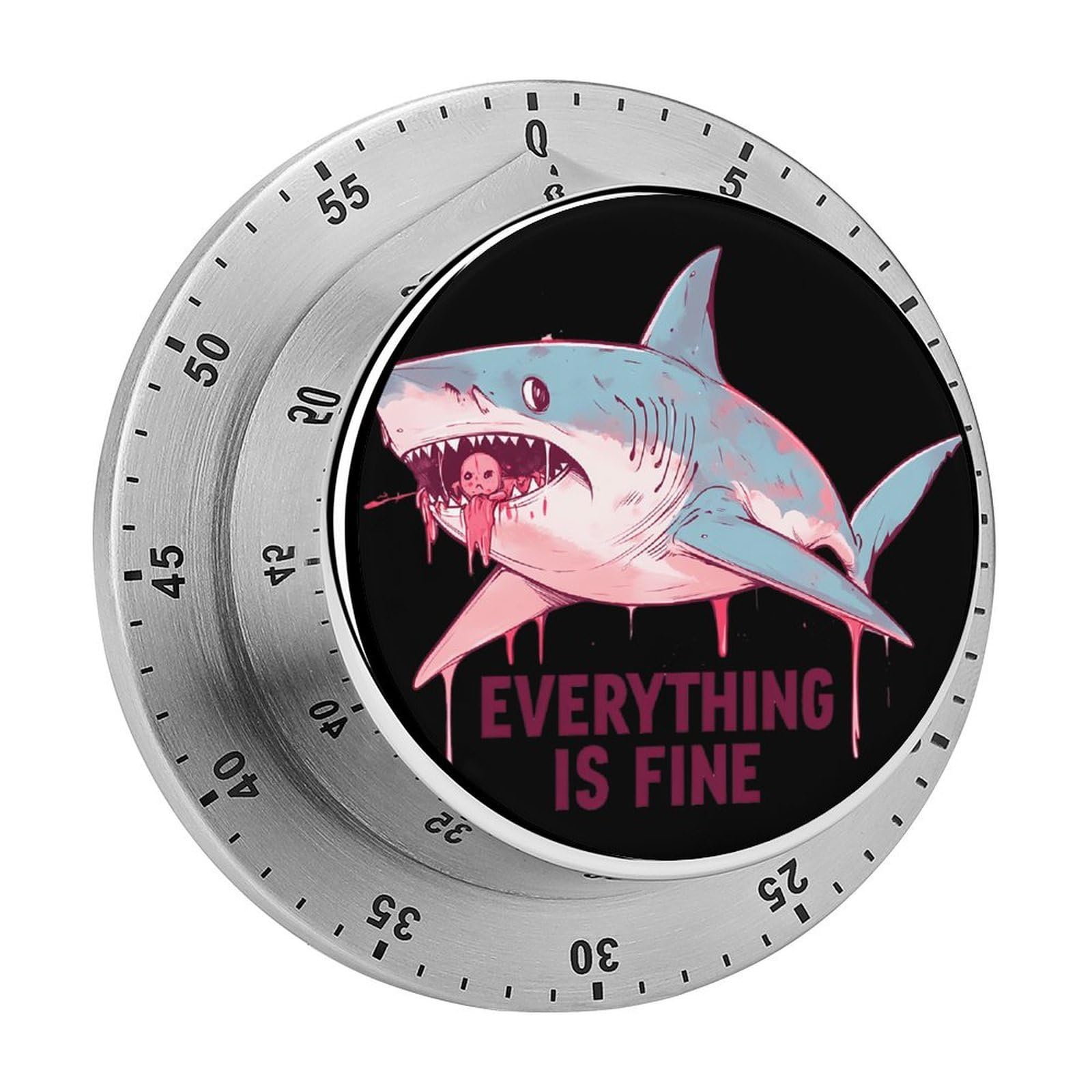 Shark Everything is Fine Magnetic Timer for Kitchen Cooking Productivity Stainless Steel Timers with Alarm