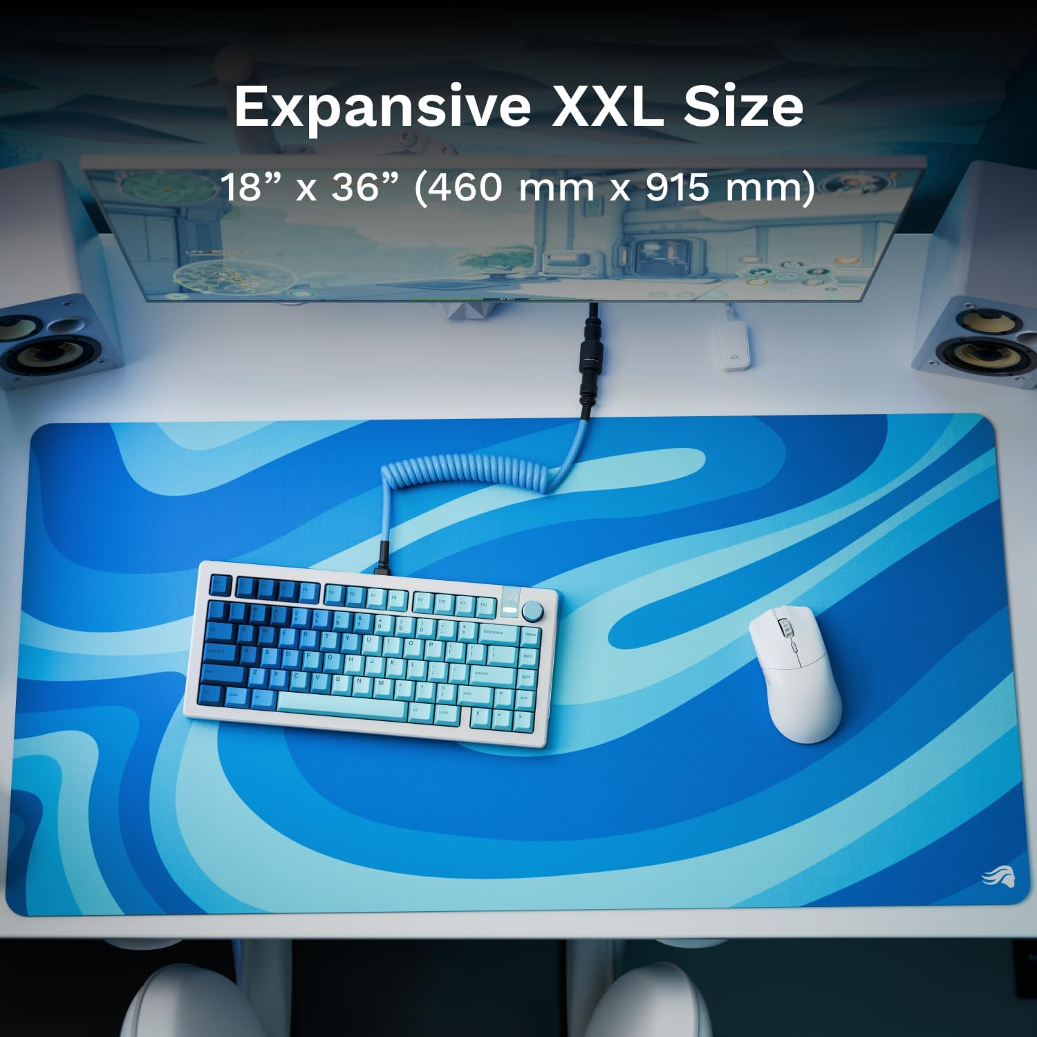 GLORIOUS Gaming Mouse Pad GMP 2 - Ocean - XXL - Spill-Proof Mouse Pad, Optimised for Gaming Sensors, Balanced Surface for Speed & Control, Anti-fray Edges - 915mm x 460mm x 3mm - 2XL Desk Mat
