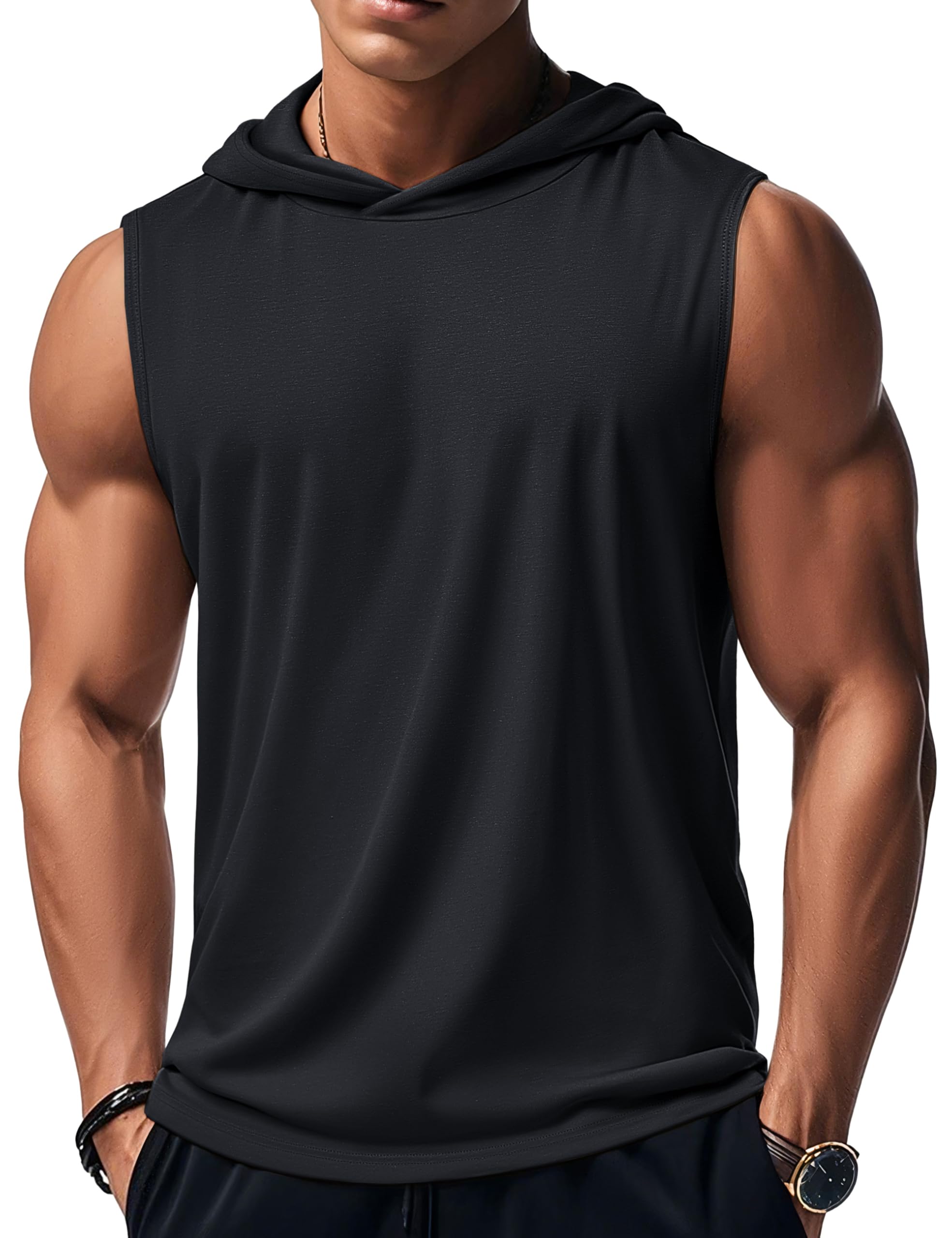 MAGCOMSEN Mens Tank Top Sleeveless Hoodie Cotton T-Shirt Summer Casual Shirt Muscle Tee