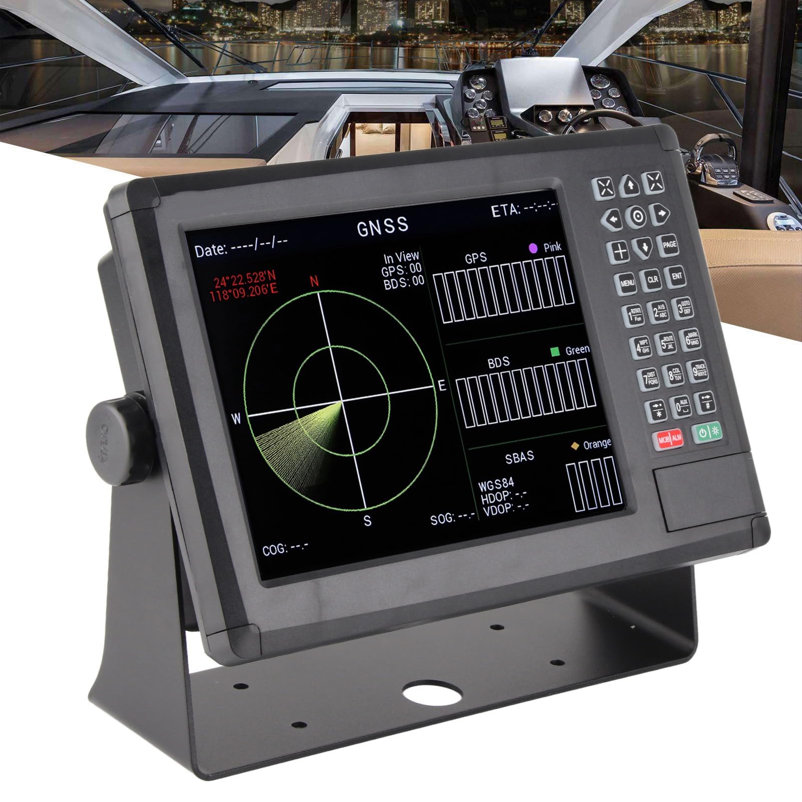 Marine-GPS-Kartenplotter Schiffsnavigation 10,4-Zoll-LCD-Display Wasserdicht mit Akustischem Alarm für XINUO-MAP C-Map
