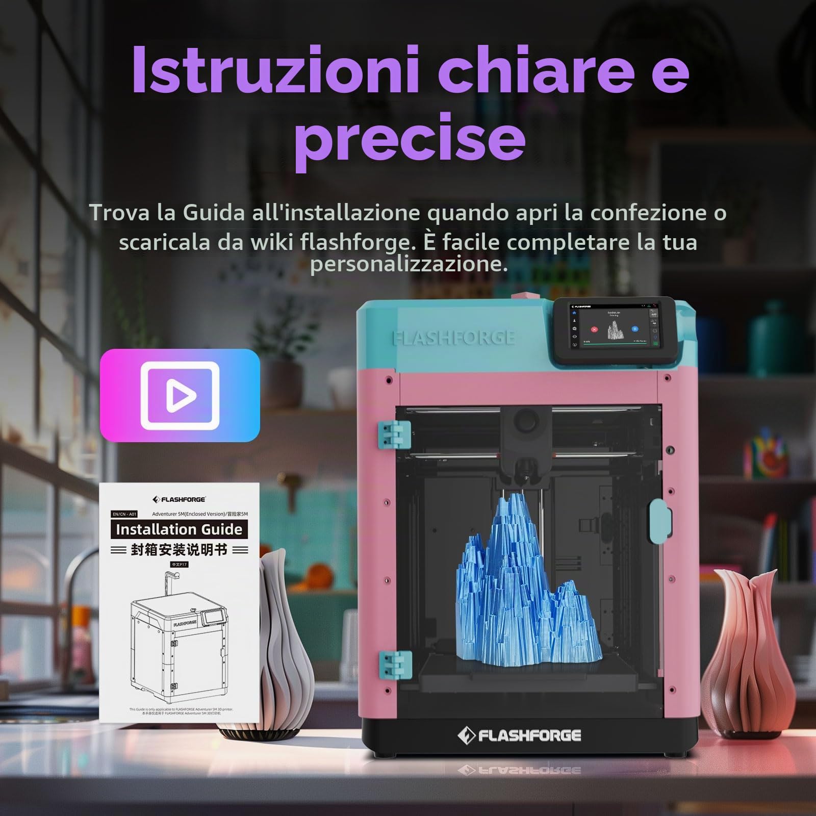FlashForge Kit Cabina Professionale per Adventurer 5M - Montaggio Completo (Piastre/Viti/Guarnizioni) - Ottimizzato per ABS/ASA/PC - Riduzione Deformazioni Termiche