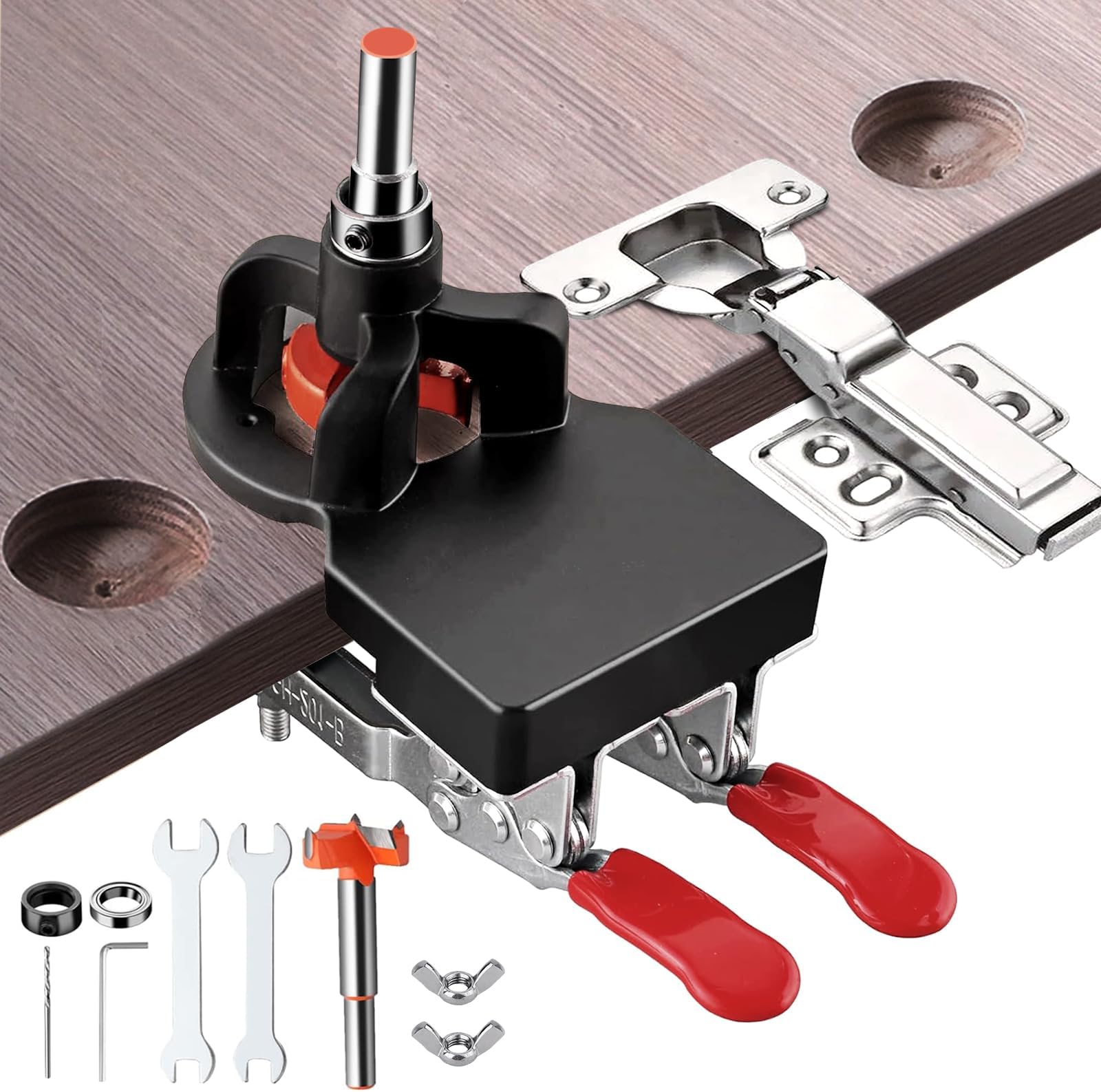 35mm Concealed Door Hinge Jig， Accurate Locking Cabinet Hinge Jig， Aluminum Alloy Material Comes With Clamping Device For Easy Carrying And Use.