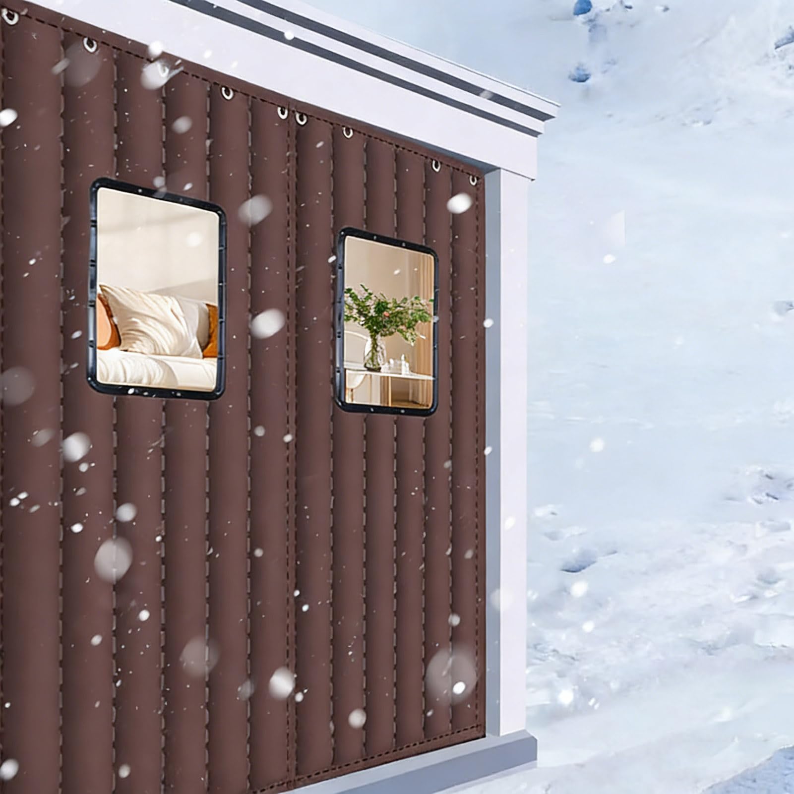 Rideau de Porte en Coton Isolation Thermique Intérieure, Rideau de Porte Coton Épais pour la Maison, Rideau Protection Contre Le Froid Très Résistant, pour Terrasse, Garage, Salon