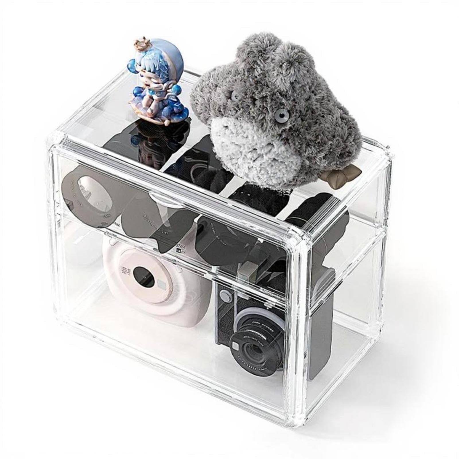 ATORSE Camera Storage Box, Debrisresistant Display Case, Protective Organizer for DSLR, Desktop Lens Holder Transparent Small 1L-image-0