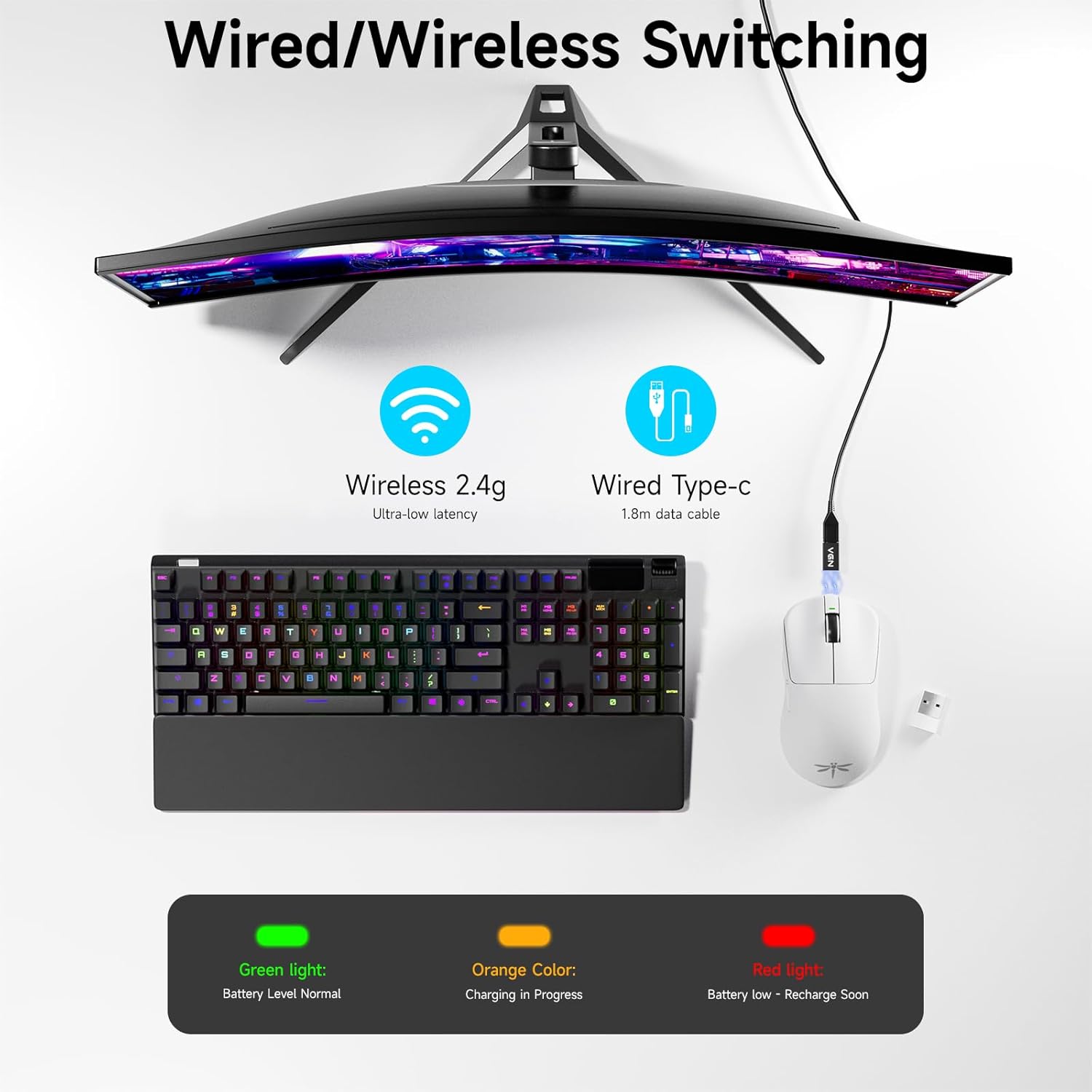 VGN F1 Pro Max mouse wired and wireless connection diagram