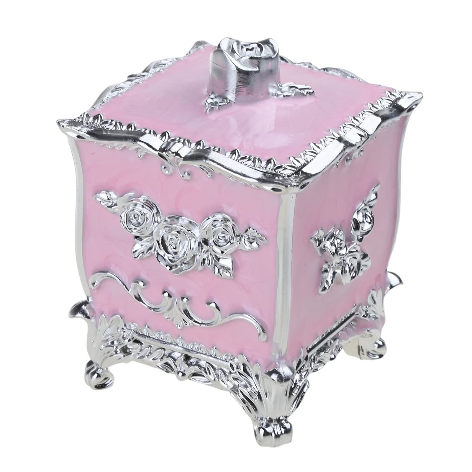 Hsioluted Silver Balls Canister Dispenser Box Cotton Swab Storage Box With Lid Makeup Table Cosmetics Organizers Containers Cotton Swab With Lid