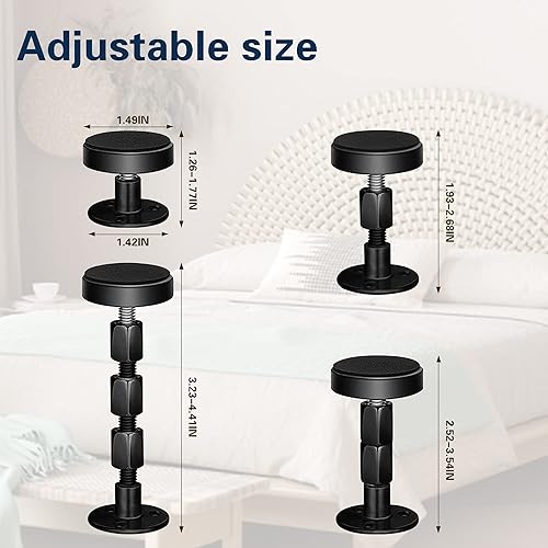 Miniatura 9 de cosbur 4 topes de cabecera para pared, marco de cama ajustable, antivibraciones, parachoques de pared de cama con almohadillas y tornillos gratis,