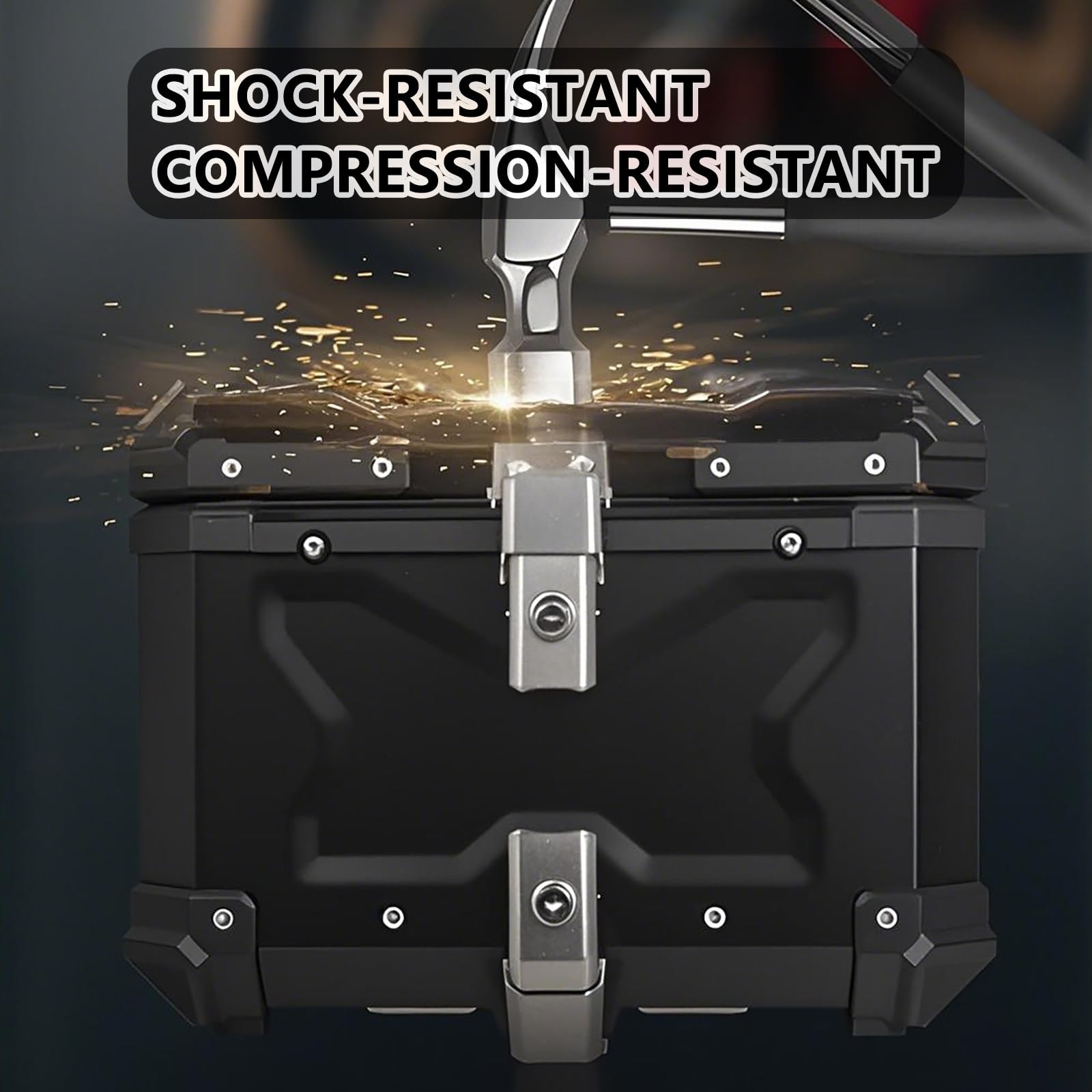Baul Moto, Top Case Moto Aluminio Impermeable, Maletero Moto Universal, Baúl Moto con Cerradura De Seguridad, Respaldo Y Placa De Montaje, para Almacenamiento De Equipaje Y Casco,55L-SilverB