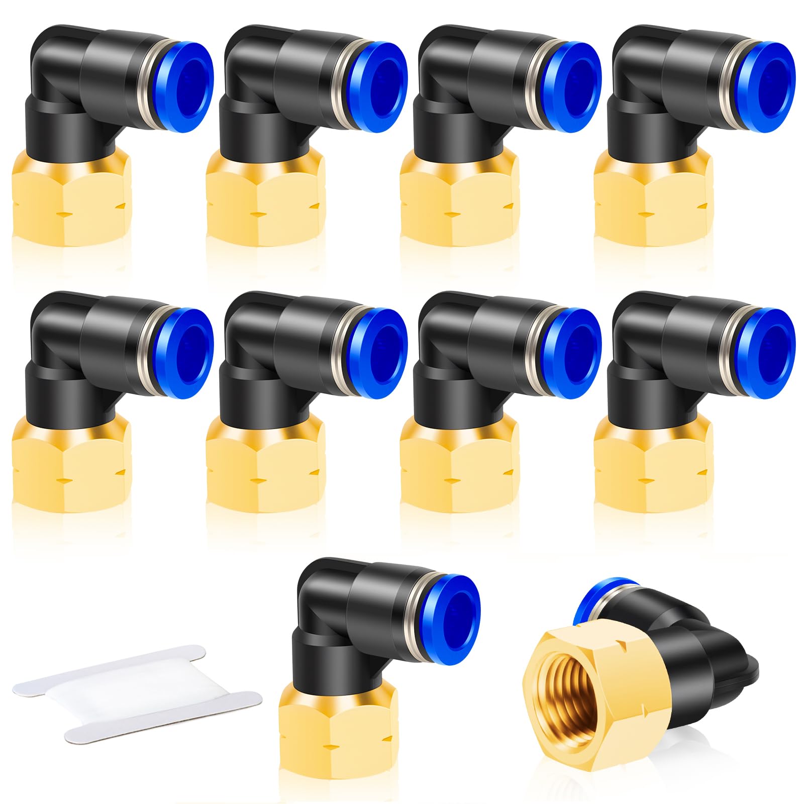 10 piezas azul de 10 mm de diámetro exterior en T de 3 vías empujar para conectar neumáticos accesorios (PE-10) — view 32