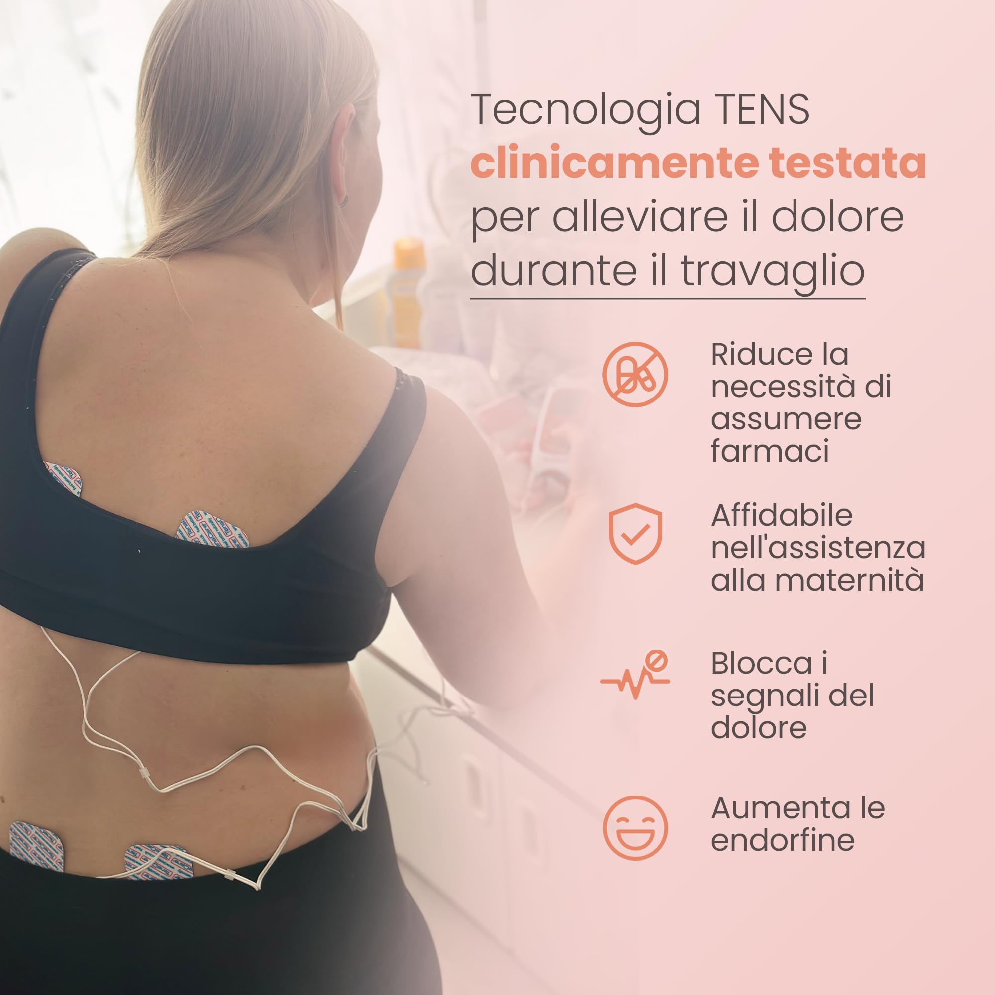 TensCare Perfect Mama+ Elettrostimolatore per Sollievo dal Dolore Durante il Travaglio e Gravidanza - Dispositivo Elettrico Sicuro per Future Mamme, Monitoraggio Contrazioni, Kit Completo