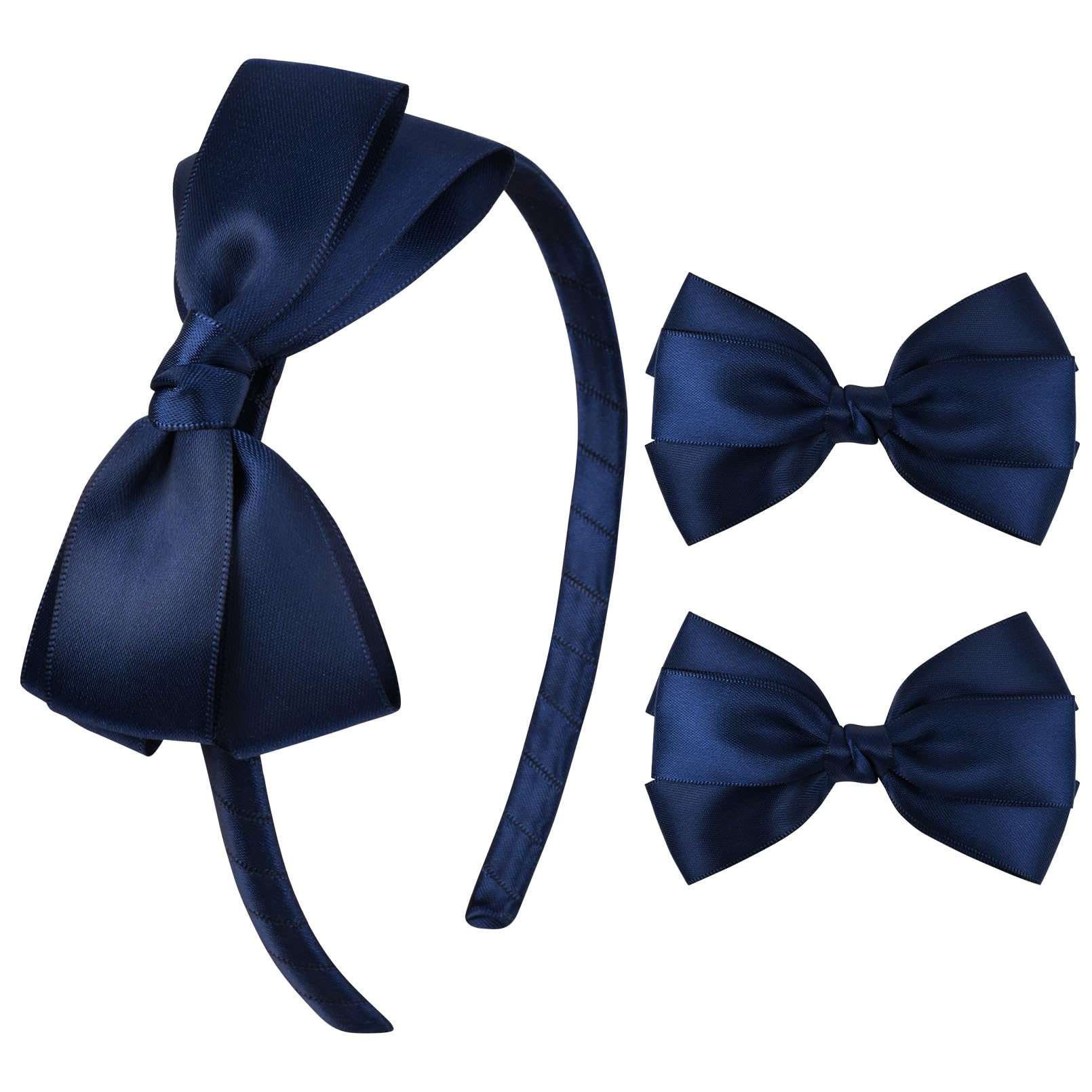 Amazon.com : DEEKA Navy Bow Headband & 2 Pcs Satin 4 Inch  display picture 1