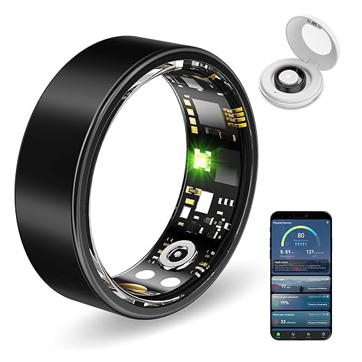 Smart Health Rings for Women Men, Fitness Tracker with Heart Rate, Blood Oxygen, HRV, Sleep Tracker, Step Tracker, No Subscription Fee, IP68 Waterproof Smart Ring for iphone & Android( Black, 10)
