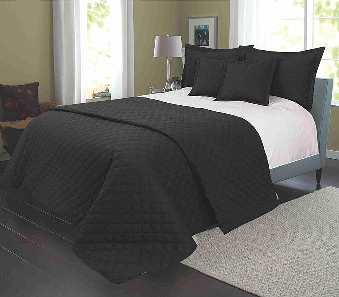 QUILTED EGYPTIAN COTTON BEDSPREAD BED THROW WITH 2 PILLOWSHAMS AND 2