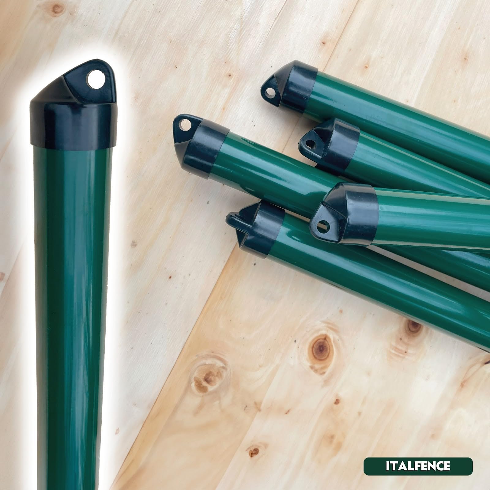 Set de 10 tornapuntas tubo redondo plastificado verde [H125cm, Ø34mm]