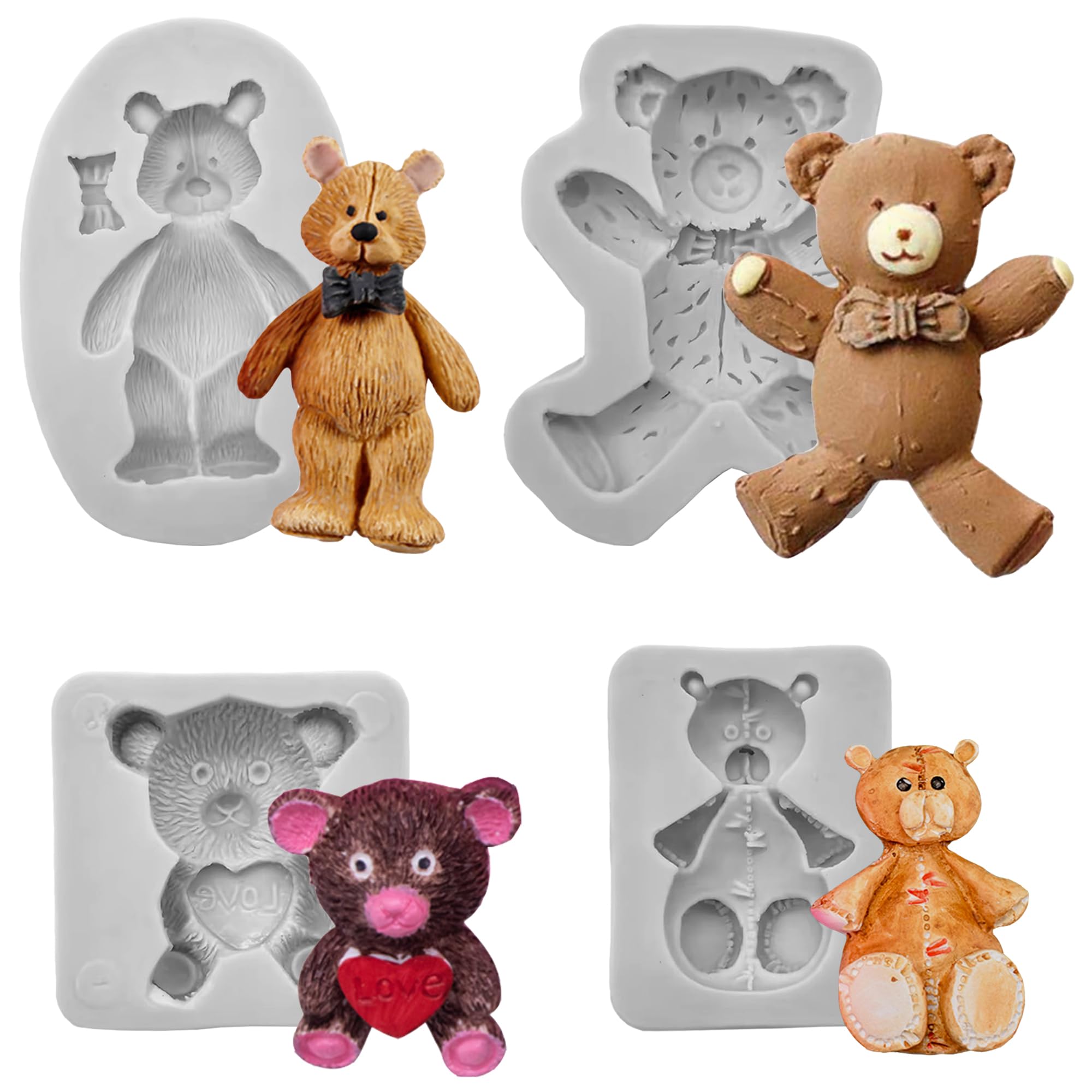 Set 5 Stampi In Silicone Per Cioccolato E Dolci - Forme Animali (orso, Leone) E Barrette, Con 100 Sacchetti E Legacci, Resistenti Al Calore E Antiaderenti