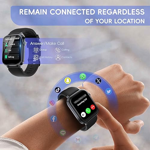 Miniatura 2 de Smartwatch para hombres y mujeres, reloj de fitness con monitor de pasos, IP68 impermeable rastreador de actividad, color negro