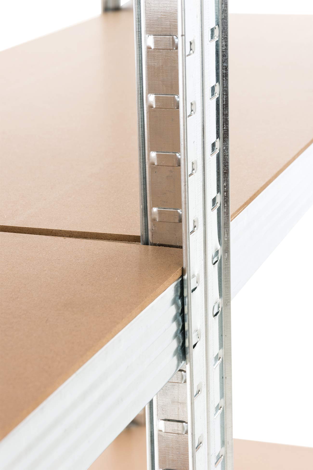 CLP 2er Set Steckregal G 90x40x180 I Schwerlastregal Max. Tragkraft 875 kg I 2X Lagerregal Verzinkt I Ablagefläche 89 x 39,5 cm je Regal, Farbe:Silber