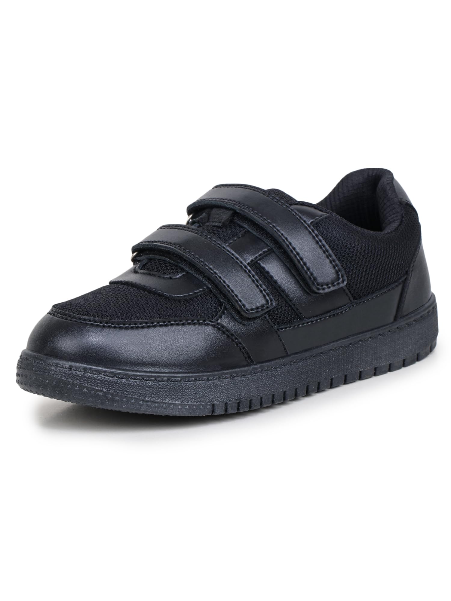 ATHCO Scholar School Shoes Black for Boys & Girls| Soft Cushioned Memory Foam Heel Pad Support|Uniform Shoes | Lightweight | Velcroo |Easy Wear & Care|Padded Textured Heel Grip Lining | Breathable | All Day Comfort