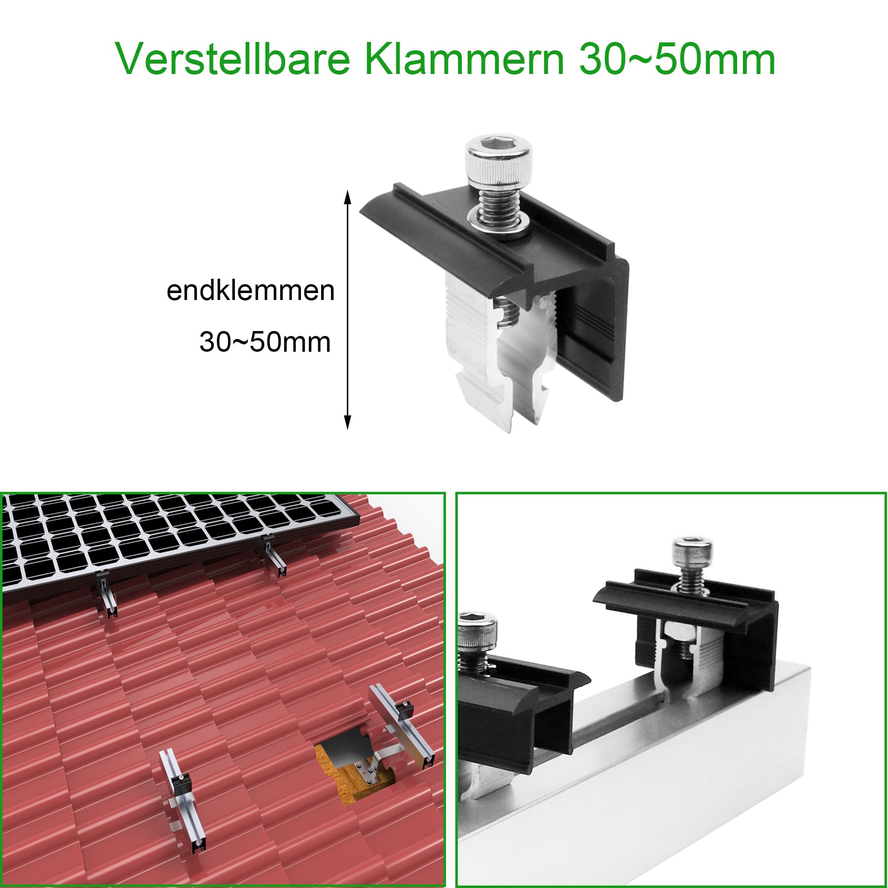 40mm Mounting Solar Module For Panel PV Module Bracket End Clamp - China Solar Panel And Solar