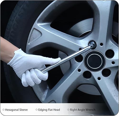 Miniatura 6 de Heyiarbeit Llave de llanta de repuesto para automóvil para Jack - Herramienta de reparación de zócalo de extremo ranurado tipo L de 0.866 in