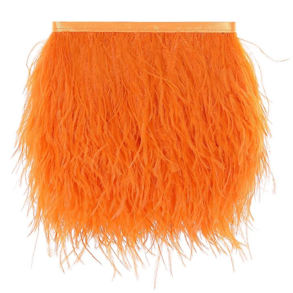 Shekyeon Ostrich Feathers Trim Fringe Used Wedding Sewing Crafts Costumes Decoration Pack of 2 Yards(Orange) โ image 1