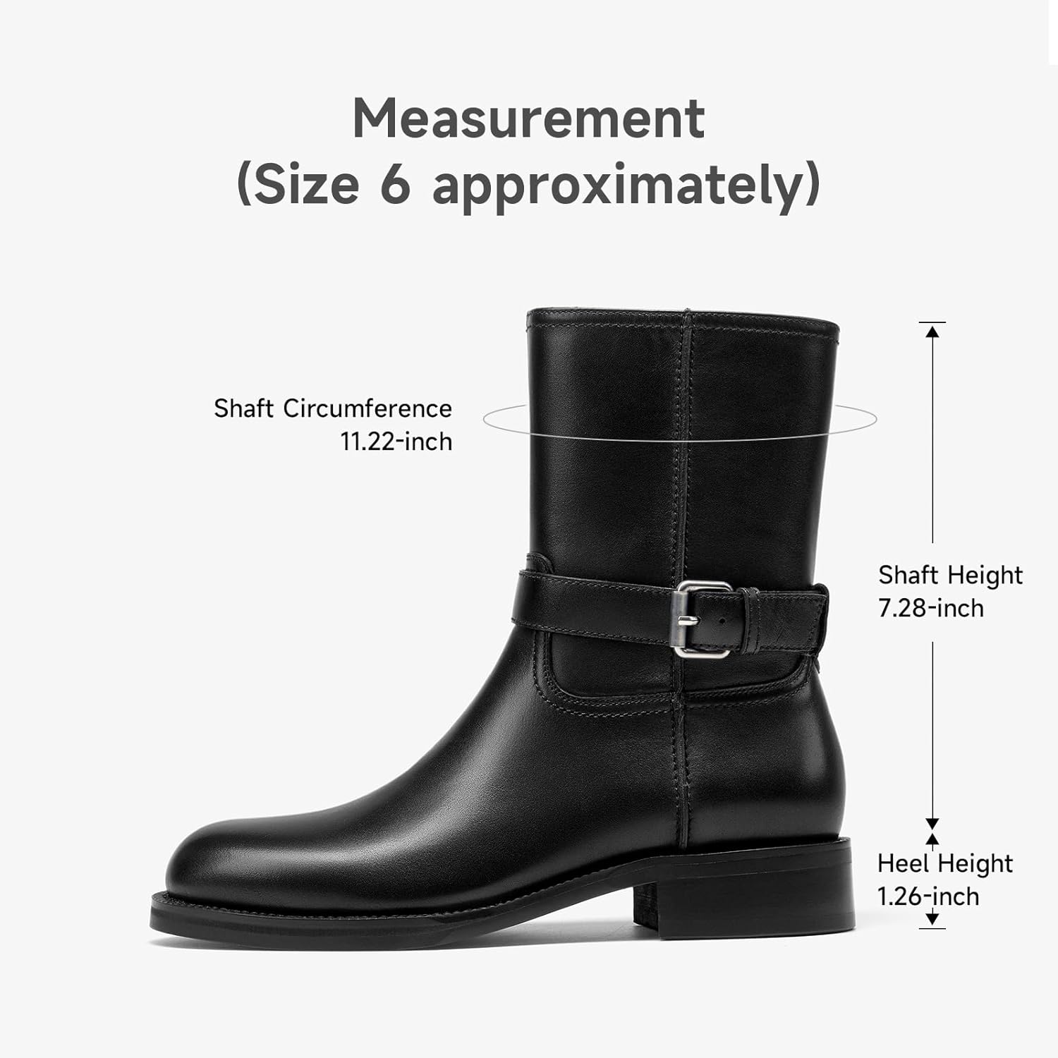 BEAU TODAY Motorcycle Boots Women, Genuine Leather Platform Ankle Boots, Womens Round Toe Chunky Low Heel Biker Boots, Fashion Outdoor Non Slip Moto Boots with Buckles - Image 5