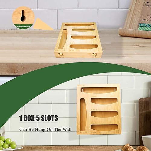 Miniatura 2 de Organizador de almacenamiento de bolsas para cajón de cocina organizador de almacenamiento de bolsas con cremallera compatible con bolsas de galón