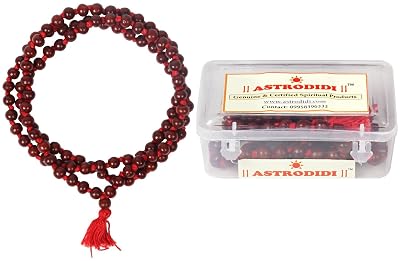 ASTRODIDI Lal Chandan Mala Red Sandalwood Rosary | Rakt Chandan Mala for Japa and Wearing for Men and Women (Length 32 i