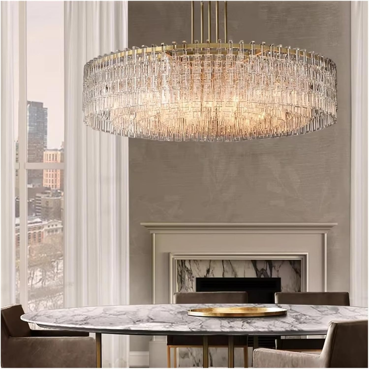 American Vintage Crystal Chandelier Luxury Brass Hanging Lamp Living Room Dinging Room Decoration Pendent Light,for Decoration