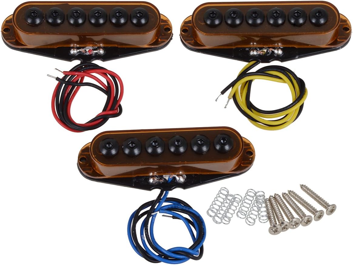 3 Pcs High Output Electric Guitar Single Coil Pickup Set Invader Type For Strat SQ Replacement (Brown)